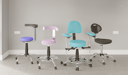 Medical chairs and armchairs for staff, resident rooms, waiting rooms, hallways