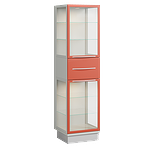 Медицинский шкаф стеклянный с ящиком и 4 полками, с внутренней подсветкой