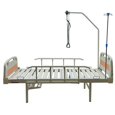 Single-section bed with fixed backrests