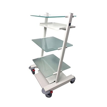 Mobile stand for additional equipment with 3 glass-made shelves